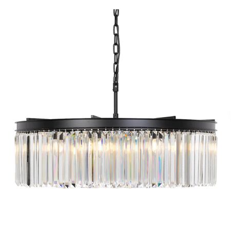 Pendant Light Frame Only 9 Light E14 Black Crystal Serene Telbix