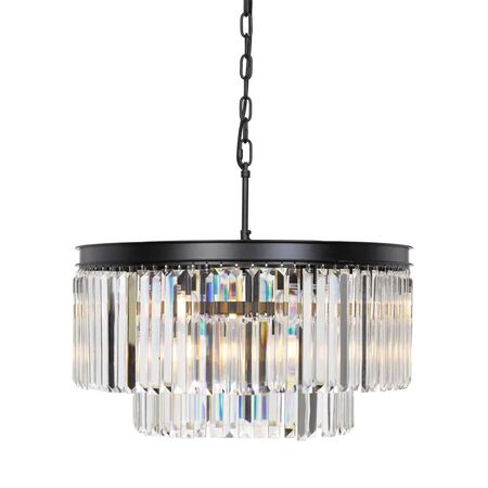 Pendant Light Frame Only 6 Light E14 Black Crystal Serene Telbix