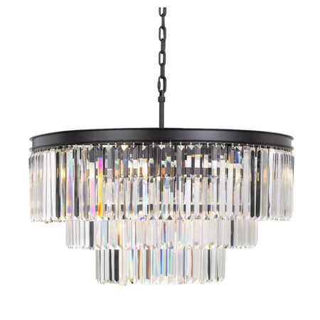 Pendant Light Frame Only 9 Light E14 Black Crystal Serene Telbix