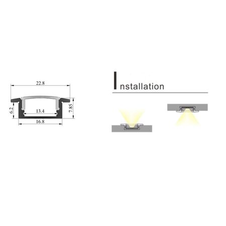 CHANNEL 3M RECESSED 17x8 BK