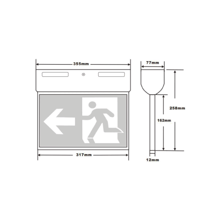 SLIM SURFACE MOUNT EXIT SIGN BK