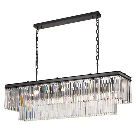 Pendant Light Frame Only 9 Light E14 Black Crystal Serene Telbix
