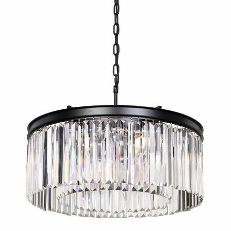 Pendant Light Frame Only 9 Light E14 Black Crystal Serene Telbix