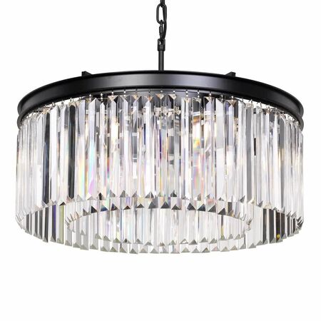 Pendant Light Frame Only 8 Light E14 Black Crystal Serene Telbix