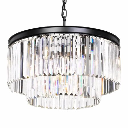 Pendant Light Frame Only 6 Light E14 Black Crystal Serene Telbix
