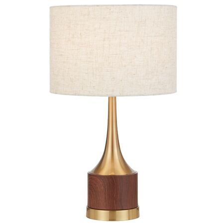 Table Lamp E27 Inline Switch Wood Antique Gold Karos Telbix