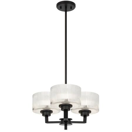 Pendant Light 3 Light E14 460mm Black Matt Clear Moreno Telbix