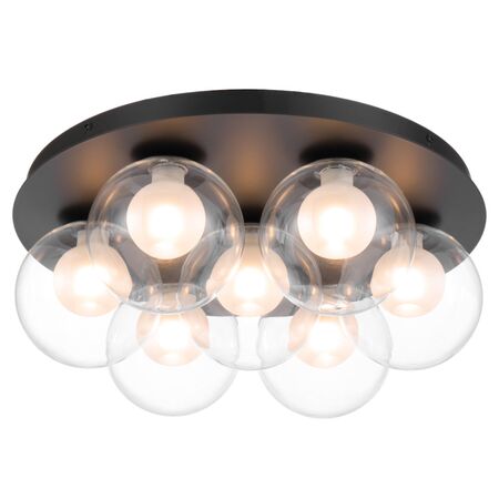 Ceiling Light 7 Light G9 390mm Matt Black Opal Glass Mosari Telbix