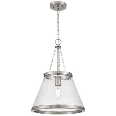 Pendant Light E27 370mm Nickel Clear Olmont Telbix