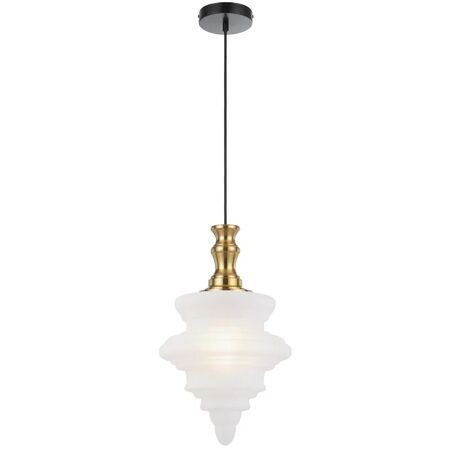 Pendant Light E27 380mm Antique Gold Frost Privas Telbix