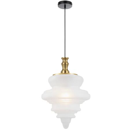 Pendant Light E27 380mm Antique Gold Frost Privas Telbix