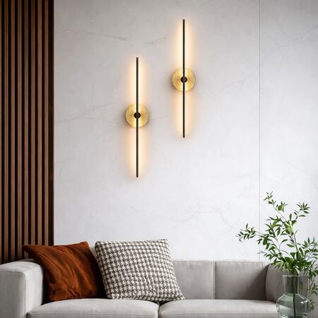 Wall Light LED 12W 3000K Beige Travertine Black Rimini Telbix