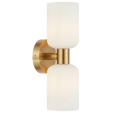 Wall Light 2 Light E14 Antique Gold Clear Riven Telbix