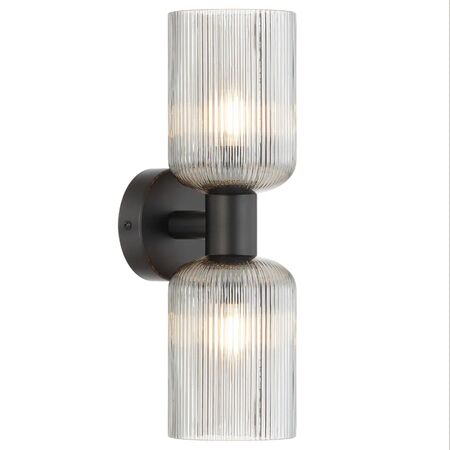 Wall Light 2 Light E14 Black Smoke Riven Telbix