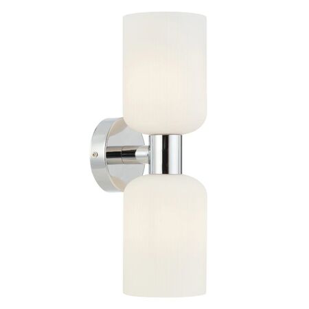 Wall Light 2 Light E14 Chrome Opal Matt Riven Telbix