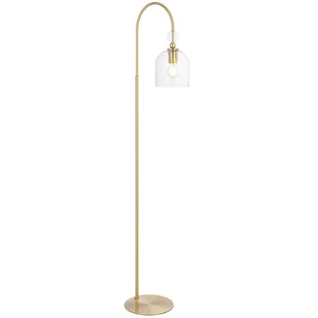 Floor Lamp E27 Foot Switch 1500mm Matt Brass Clear Rotif Telbix