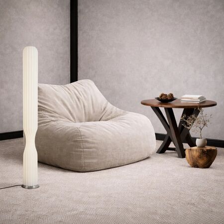 Floor Lamp LED 24W 4000K Foot Switch Nickel White Sagero Telbix