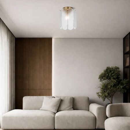 Batten Fix Light B22 205mm Antique Gold Clear Samona Telbix