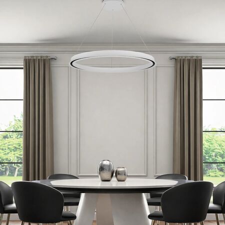 Pendant Light LED 36W Tri-Colour Dimmable 630mm White Serda Telbix