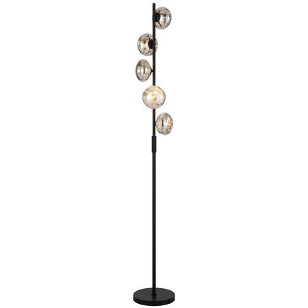 Floor Lamp 5 Light G9 Foot Switch Black Matt Mirror Varlin Telbix