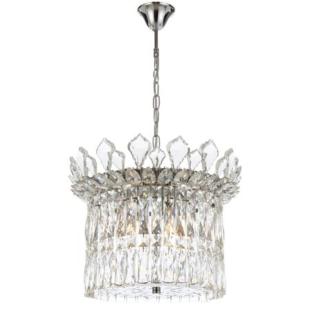 Pendant Light 6 Light E14 400mm Chrome Crystal Virell Telbix