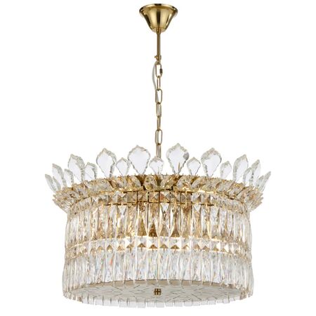 Pendant Light 9 Light E14 560mm Chrome Crystal Virell Telbix