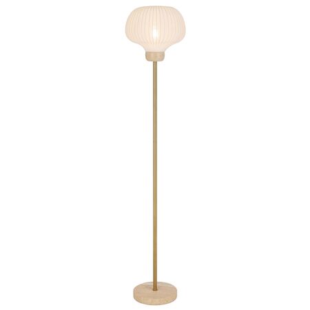 Floor Lamp E27 Foot Switch Beige Travertine Ivory Vybor Telbix