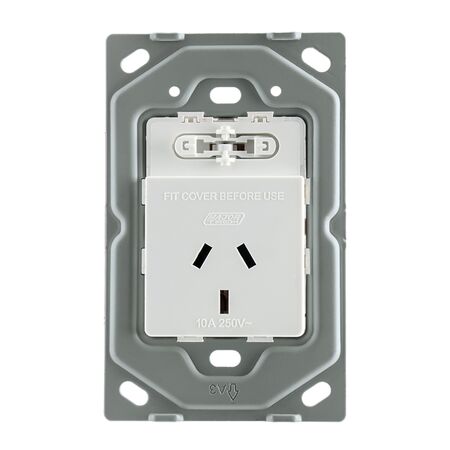 Socket Australian Single 10A Vertical Switched White MajorTech