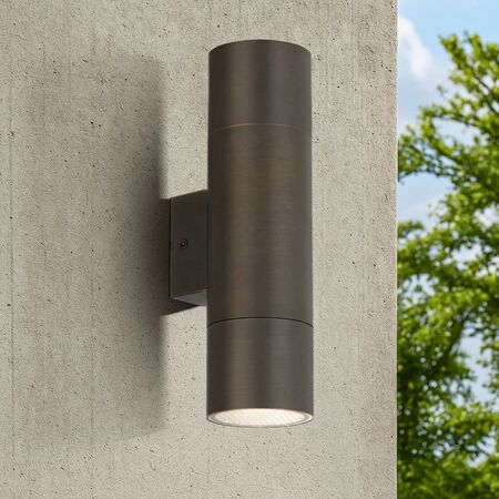 Outdoor Wall Light 2 Light GU10 IP65 Natural Brass Walsh Telbix