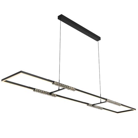 Pendant Light LED 56W Tri-Colour 1800mm Black Crystal Zafra Telbix
