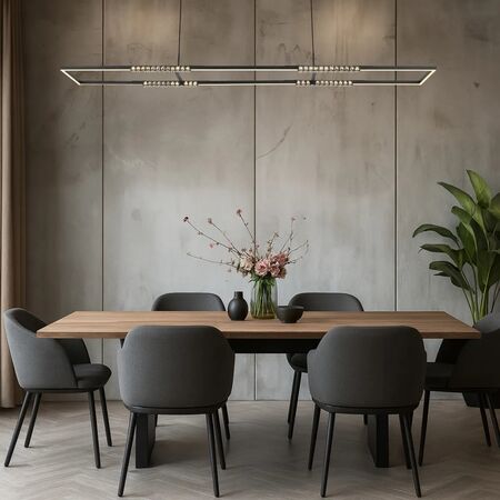 Pendant Light LED 56W Tri-Colour 1800mm Black Crystal Zafra Telbix