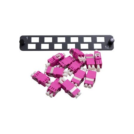 24F Flat Fibre Panel Kit LC Duplex OM4 Ports 1-12 L Type MSS Data