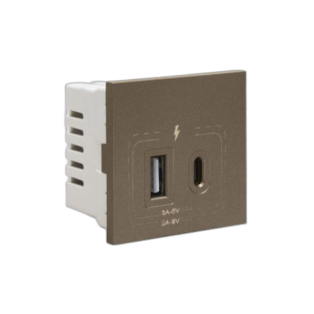 USB Charger Module USB-A and USB-C 18W 2 Module Grey MajorTech