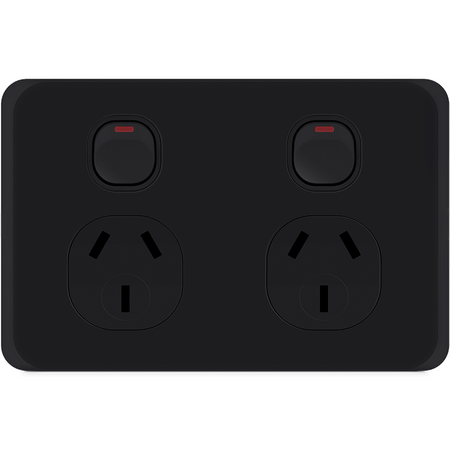 'Edgy Double Powerpoint 10A Type A+C 2.1A USB Matte Black Kasta'