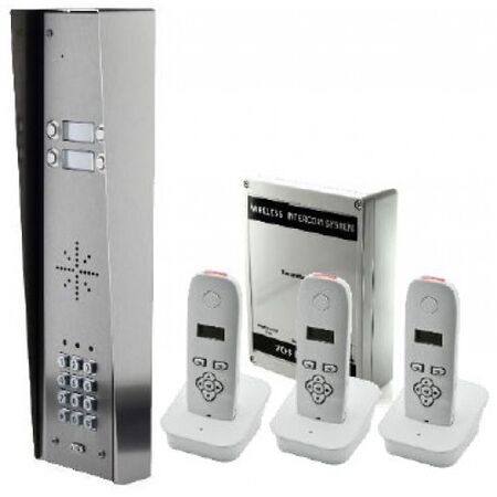 Wireless Intercom with 3 Handsets 100m Stainless Steel iCentral