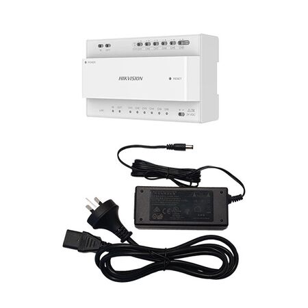 2-Wire Intercom Distributor 6 Port with Power Supply Hikvision