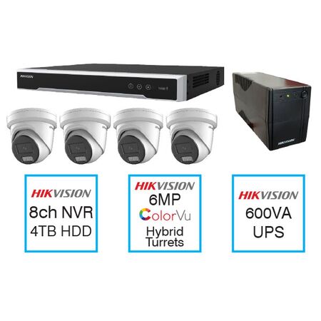 8 Channel CCTV Kit with 6MP Hybrid Turrets and UPS Hikvision