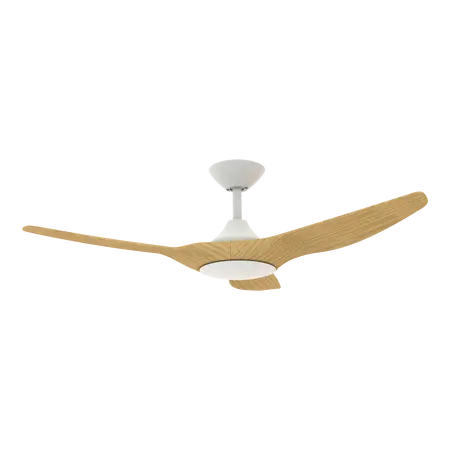 Strike 48 Inch 1220mm DC Ceiling Fan 3 Blade White/Oak Domus
