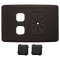 2 Gang Outlet Plate with Cable Management (Black)