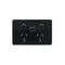 Cougar - Power Point Switched 2 Gang, 10A 250V~ With Extra Switch 10AX/16A  Black x5 - COPPSW2GBK