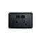 Flat Cat - Power Point Switched 2 Gang 15A 250V~  Matt Black  x1 - FLPP152GMBK
