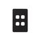 Senoa Simple -u00a0Switch Plate Vertical 4 Gang (Less Mech)  Black  x10 - SENSWPV4GBK