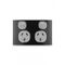 Snow Leopard - Power Point Switched 2 Gang 10A 250V~, White Cover, White Grid  Black/Silver x10 - SNPP2GBS