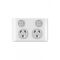 Snow Leopard - Power Point Switched 2 Gang 10A 250V~, White Cover, White Grid  White/Silver x10 - SNPP2GWS