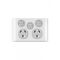 Snow Leopard - Power Point Switched 2 Gang 10A 250V~, With Removable Extrau00a0Swtich 16AX/20A, White Cover, White Grid  White/Silver x5 - SNPPSW2GWS