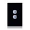 Glass Two Gang Switch With Built-In LED Push Button Black