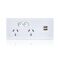 Glass Double GPO With Built-In LED Push Button Switch With USB