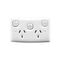 Standard Series, Twin Switch Socket Outlet, 250V, 10A, Standard Size, Removable Extra Switch
White Electric