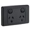 2000 Series, Twin Switch Socket Outlet, 250V, 10A - Black