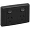 2000 Series, Twin Switch Socket Outlet, 250V, 10A, 2 Pole - Black